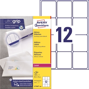 Avery L7164-100 Adres labels 63,5 x 72 mm QP+UG mm, 1200 stuks.